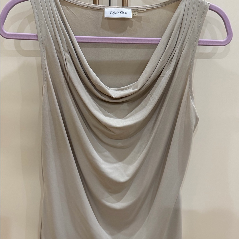 Calvin Klein Women's Beige Draped Blouse
